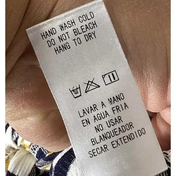 doe And Rae Multicolor Strip Top Black White Tan Ruffed Cuffs Women’s - Picture 6 of 9